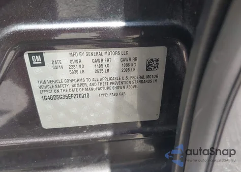 2014 Buick Lacrosse Premium I Group из США, поврежденный, VIN 1G4GD5G35EF270910